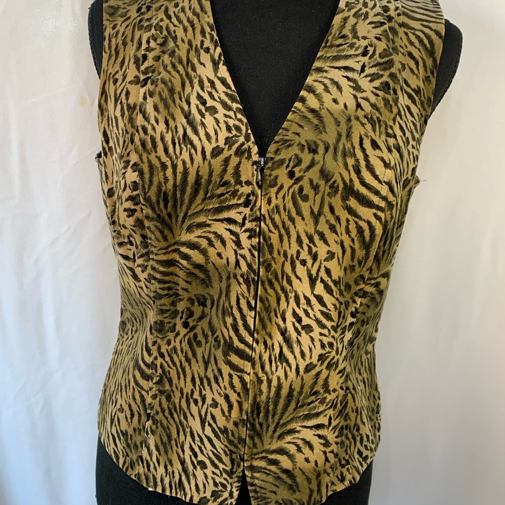 Vintage dana b. and Karen Animal Print Lined Zippered Vest - Size 6